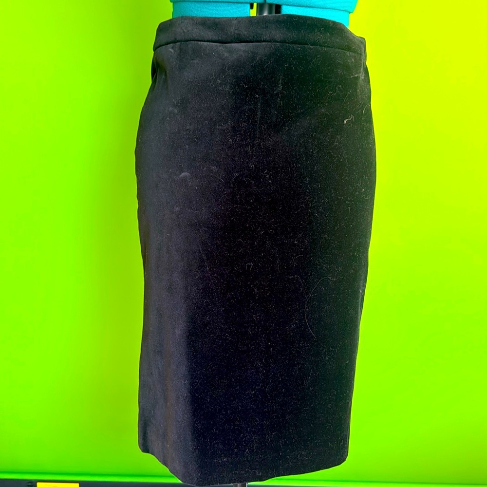 J Crew black velvet straight skirt